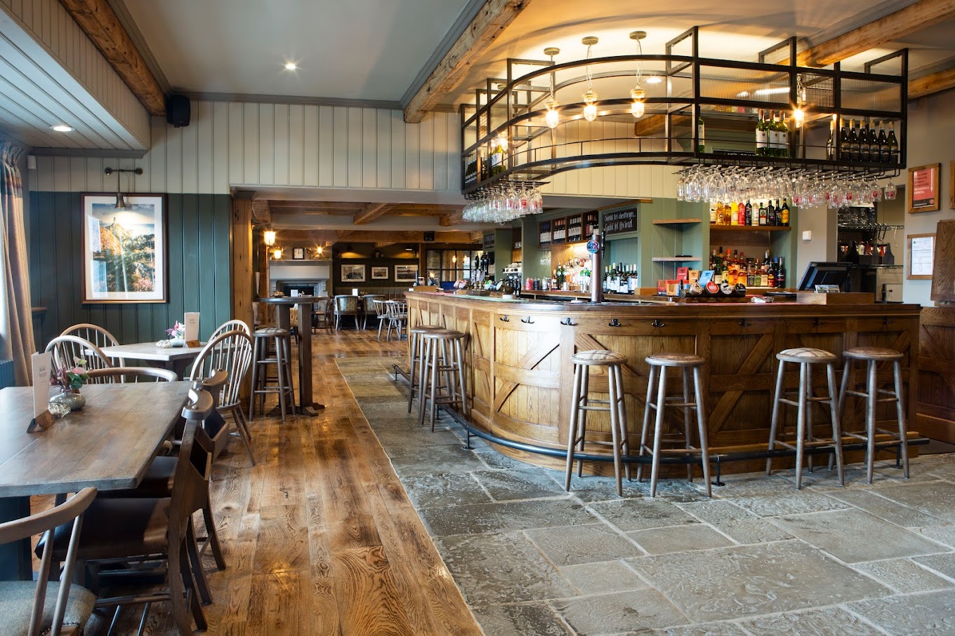 Inside view of the Four Crosses refurbished bar
